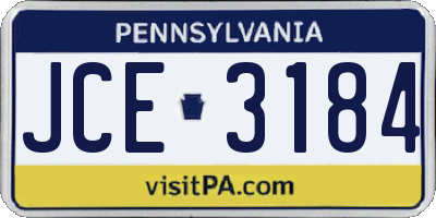 PA license plate JCE3184