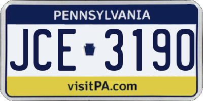 PA license plate JCE3190