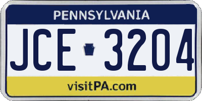 PA license plate JCE3204