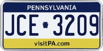 PA license plate JCE3209