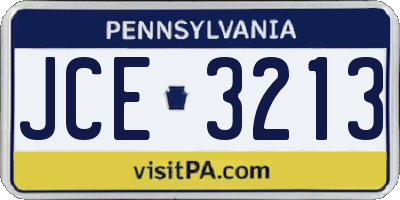 PA license plate JCE3213
