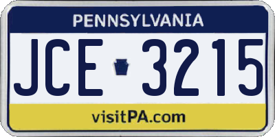PA license plate JCE3215
