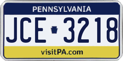 PA license plate JCE3218