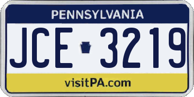 PA license plate JCE3219