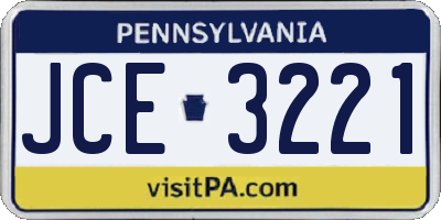 PA license plate JCE3221