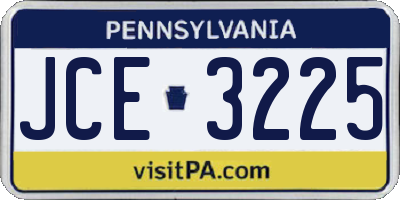 PA license plate JCE3225