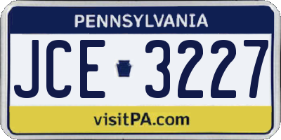 PA license plate JCE3227