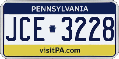 PA license plate JCE3228