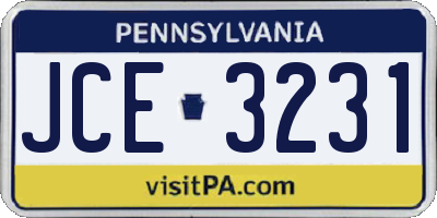 PA license plate JCE3231