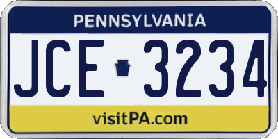 PA license plate JCE3234