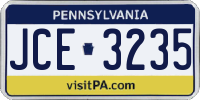 PA license plate JCE3235