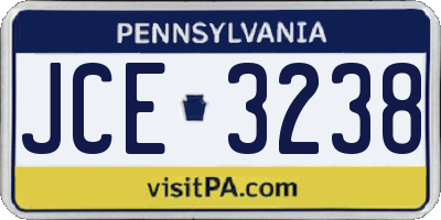 PA license plate JCE3238