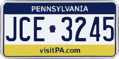PA license plate JCE3245