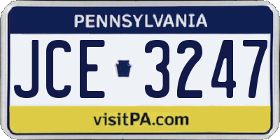PA license plate JCE3247