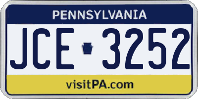 PA license plate JCE3252