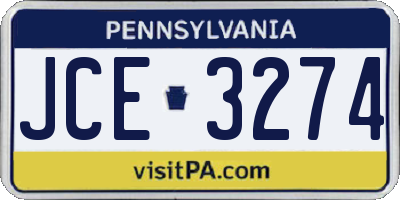 PA license plate JCE3274