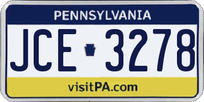 PA license plate JCE3278