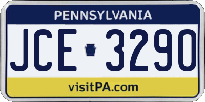 PA license plate JCE3290