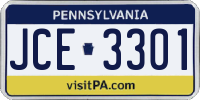 PA license plate JCE3301
