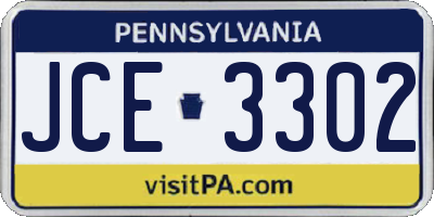 PA license plate JCE3302