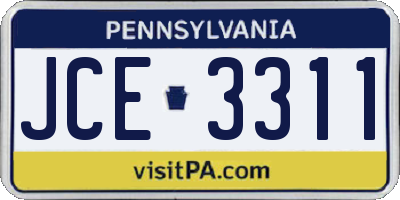 PA license plate JCE3311