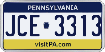 PA license plate JCE3313