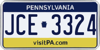 PA license plate JCE3324