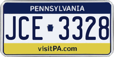 PA license plate JCE3328