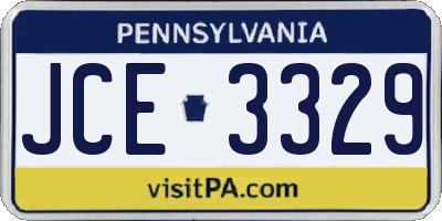 PA license plate JCE3329