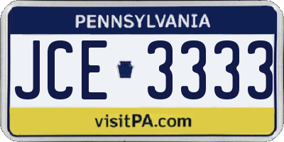 PA license plate JCE3333
