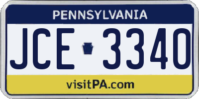PA license plate JCE3340