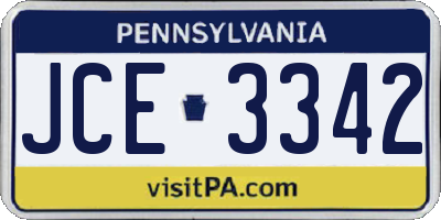 PA license plate JCE3342