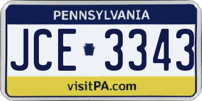 PA license plate JCE3343