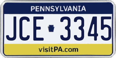 PA license plate JCE3345