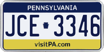 PA license plate JCE3346