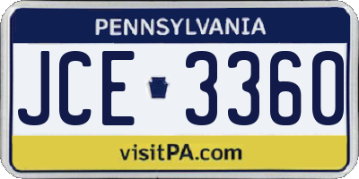 PA license plate JCE3360
