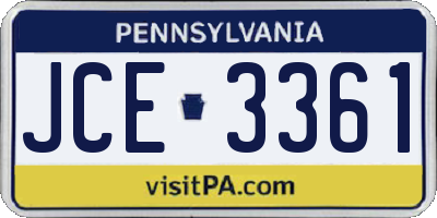 PA license plate JCE3361