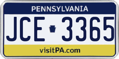 PA license plate JCE3365