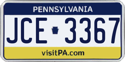 PA license plate JCE3367
