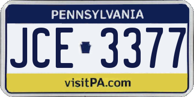 PA license plate JCE3377