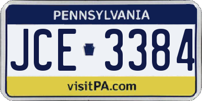 PA license plate JCE3384