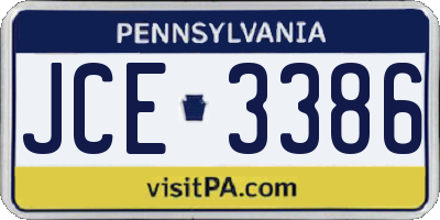 PA license plate JCE3386