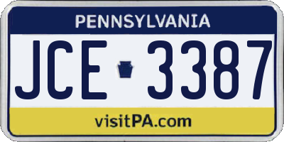 PA license plate JCE3387