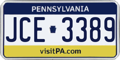 PA license plate JCE3389