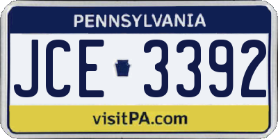 PA license plate JCE3392