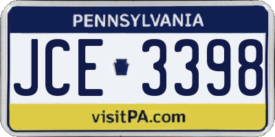PA license plate JCE3398