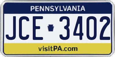 PA license plate JCE3402