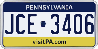 PA license plate JCE3406
