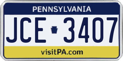 PA license plate JCE3407