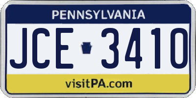PA license plate JCE3410